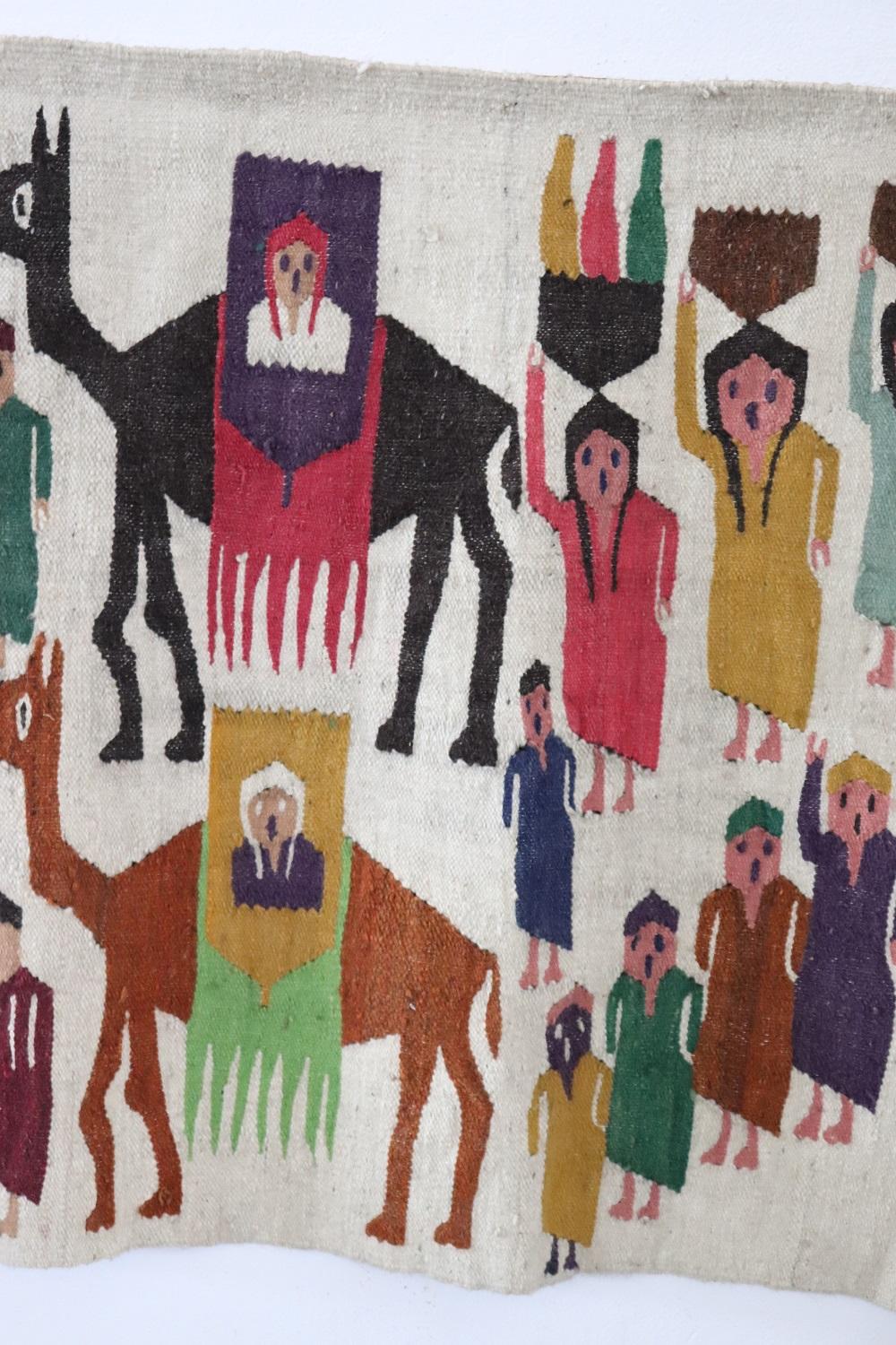 Handgefertigter israelischer Wandteppich oder Wandteppich, 1930er Jahre (Handgeknüpft) im Angebot