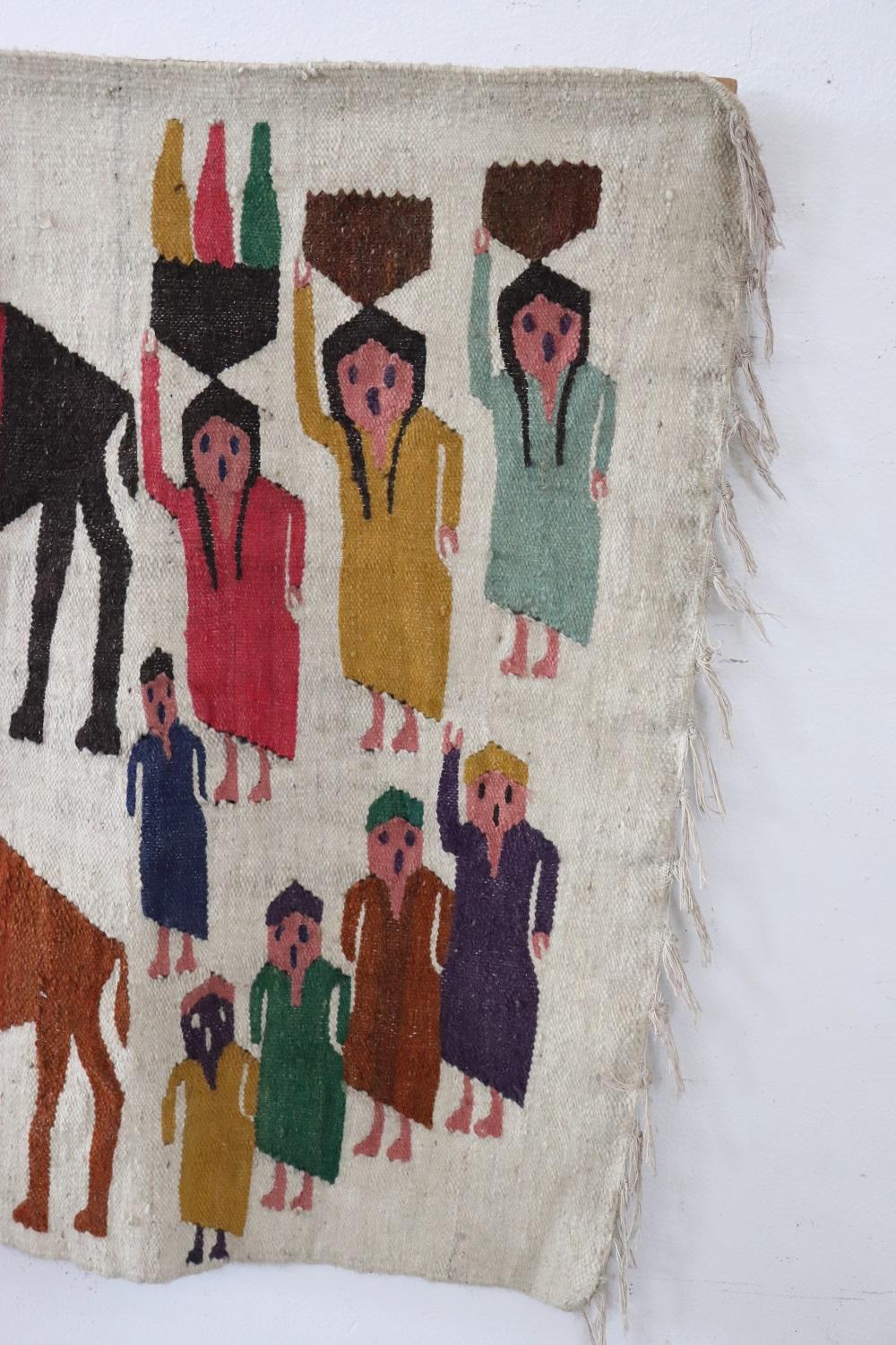 Mid-20th Century Handmade Israeli Wall Tapestry or Wall Rug, 1930s For Sale