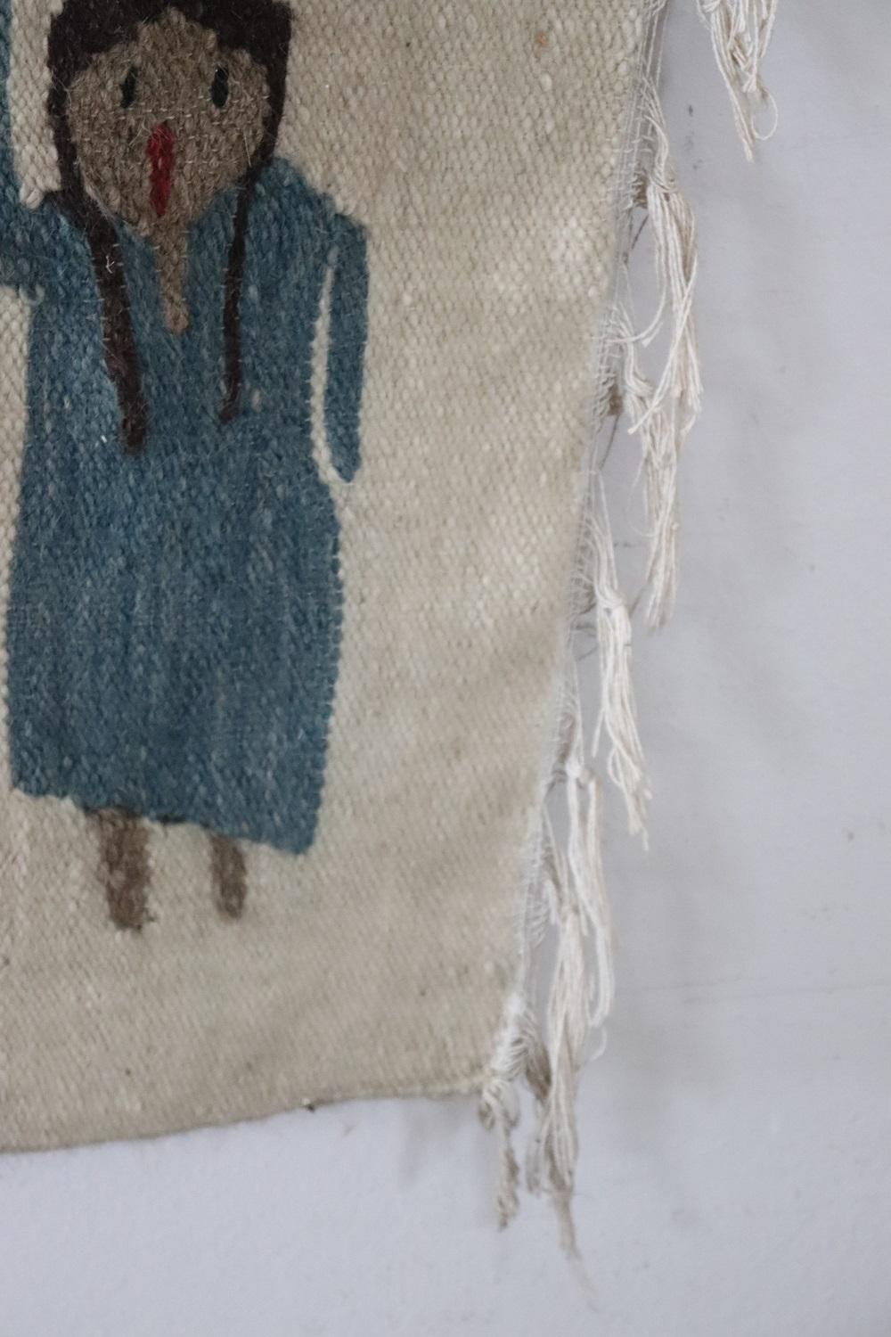 Wool Handmade Israeli Wall Tapestry or Wall Rug, 1930s For Sale