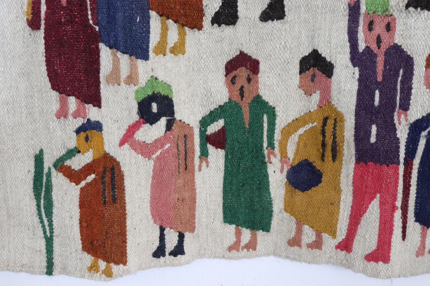 Handmade Israeli Wall Tapestry or Wall Rug, 1930s For Sale 2