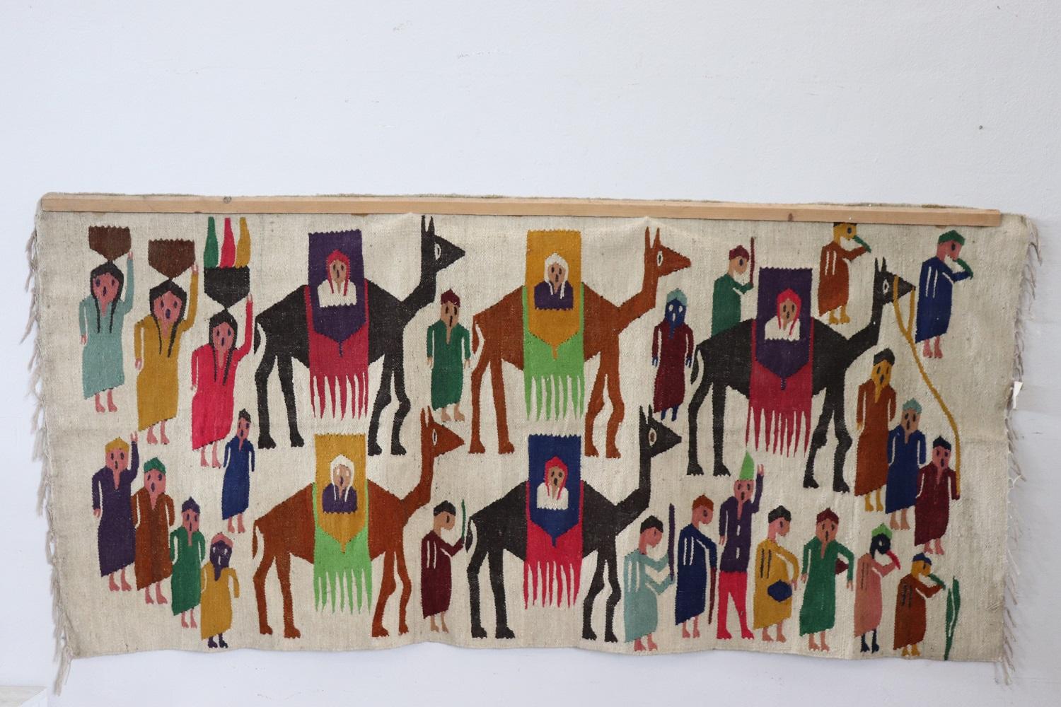 Handmade Israeli Wall Tapestry or Wall Rug, 1930s For Sale 3
