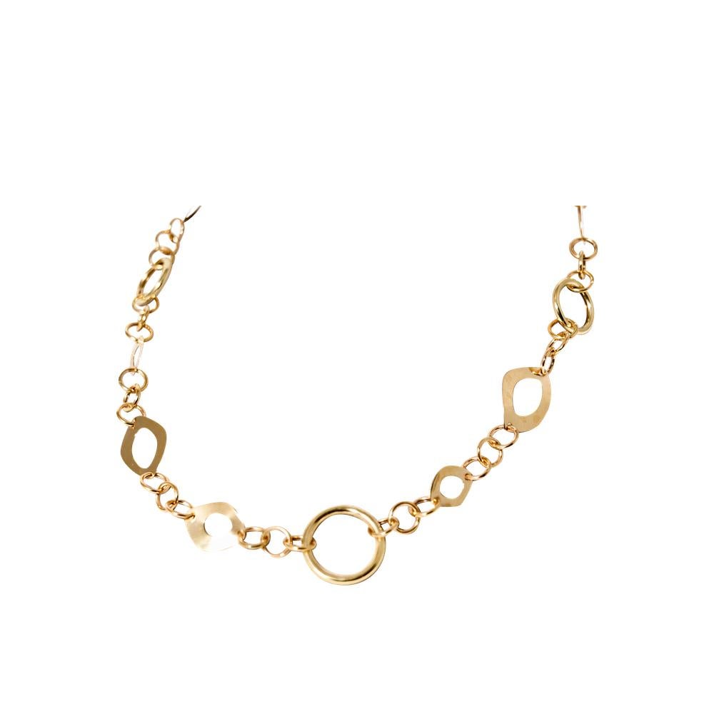 Contemporary Handmade Italian 18kt Yellow Gold Link Chain Necklace Made in Italy