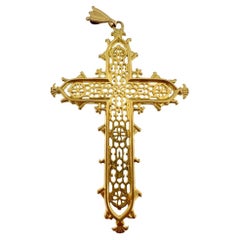 Handgefertigtes italienisches Kreuz aus 18 Karat Gelbgold im byzantinischen Stil