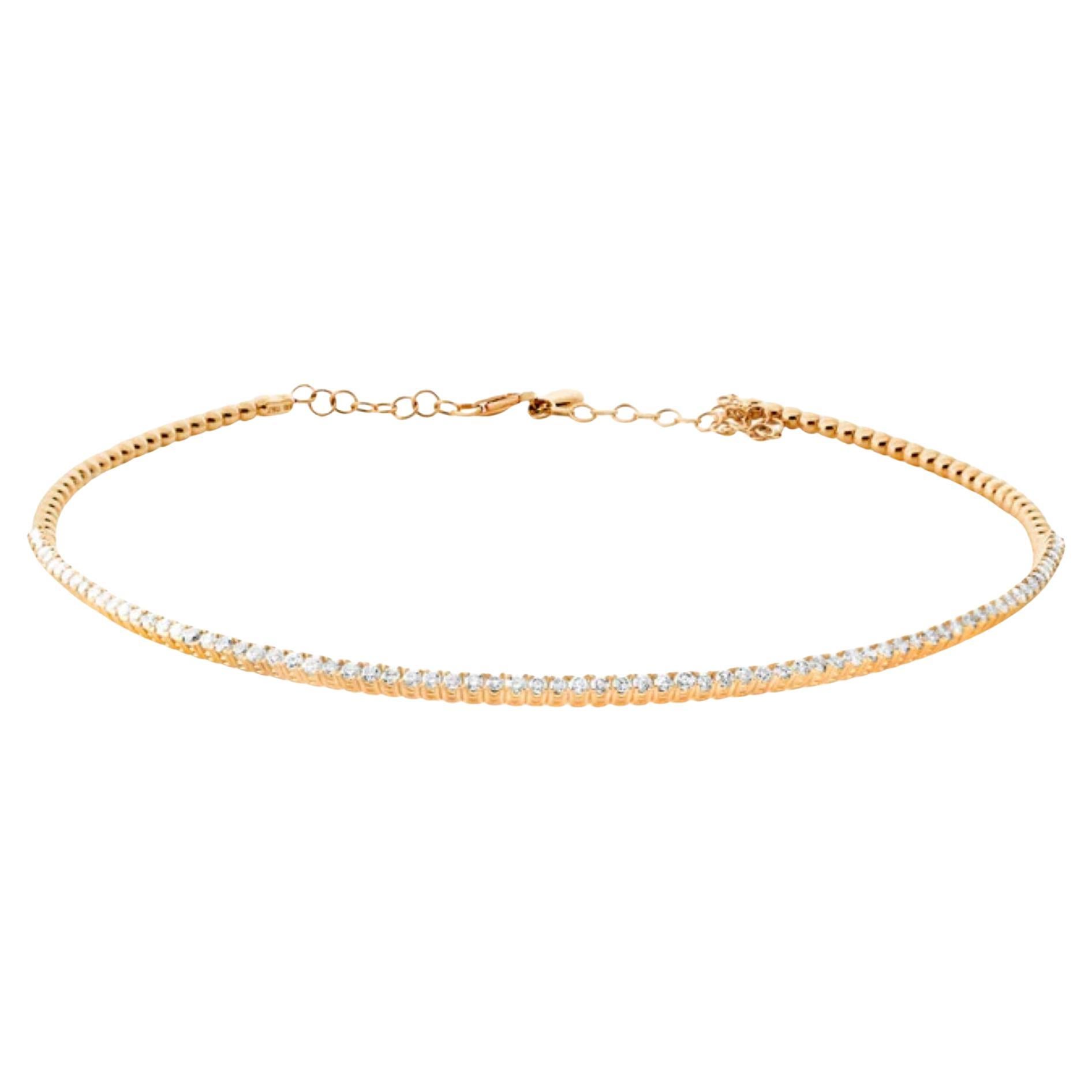 Girocollo con diamante italiano fatto a mano in oro rosa 14K, 2,01 carati