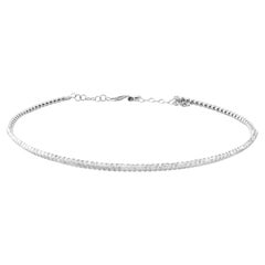 Handmade Italian Diamond Choker in 18K White Gold, 3.02 Carats