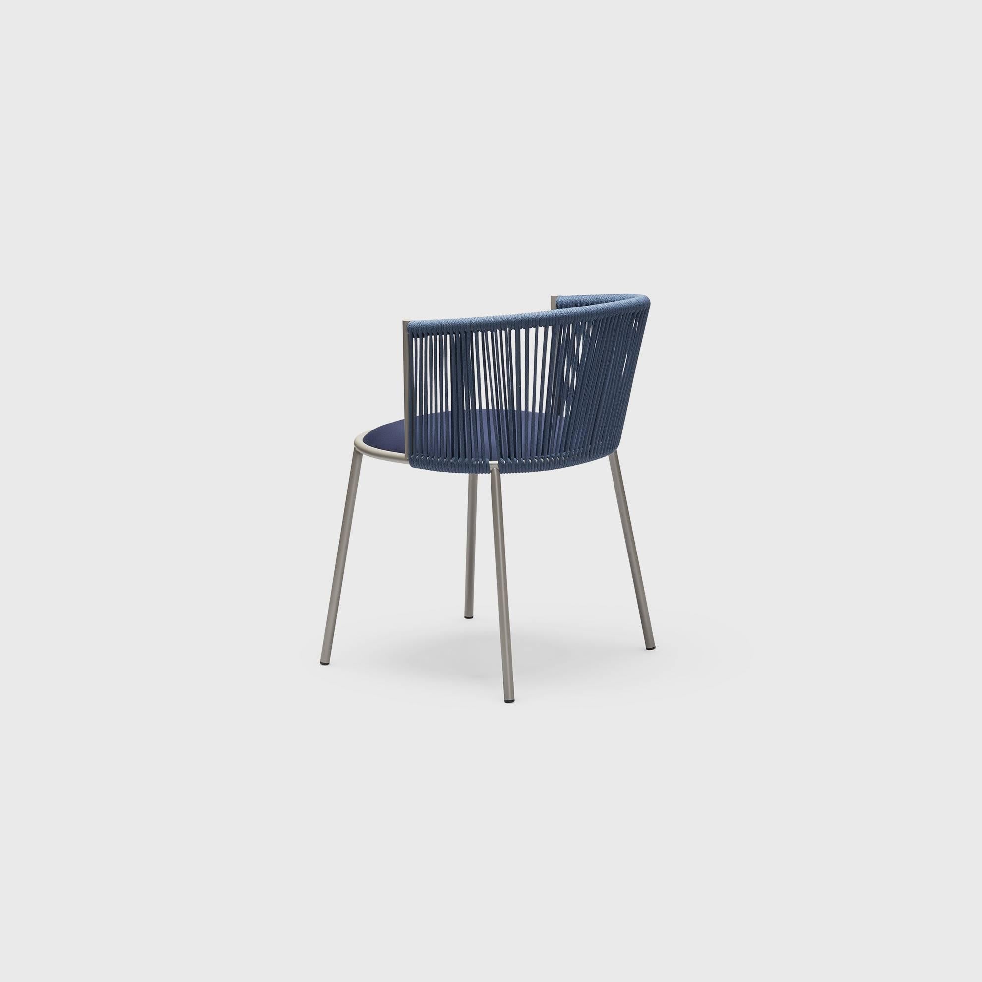 Modern Handmade Italian Garden Chairs in Midnight Blue For Sale