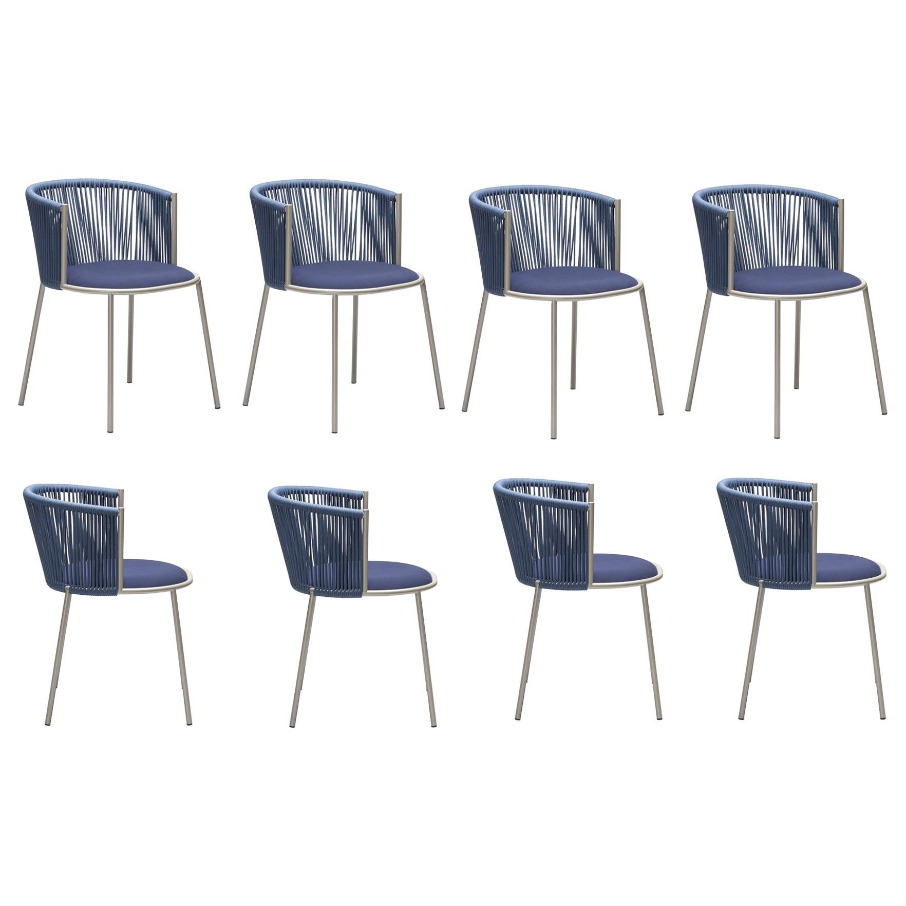 Handmade Italian Garden Chairs in Midnight Blue For Sale