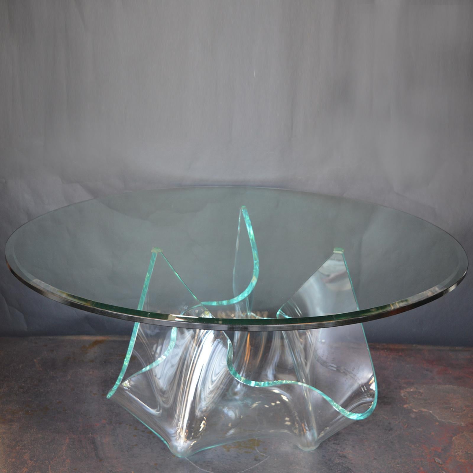 Late 20th Century Handmade Italian Glass Center Table, 1970s For Sale