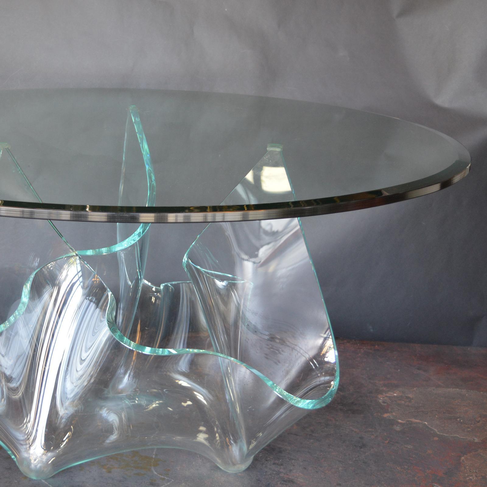 Handmade Italian Glass Center Table, 1970s For Sale 1