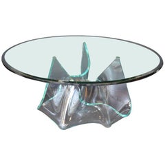 Handmade Italian Handkerchief Glass Base Center Table, 1970's.
