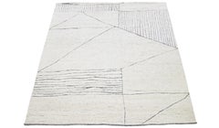 Handmade Ivory Modern Wool Rug Morocan Style By Apadana