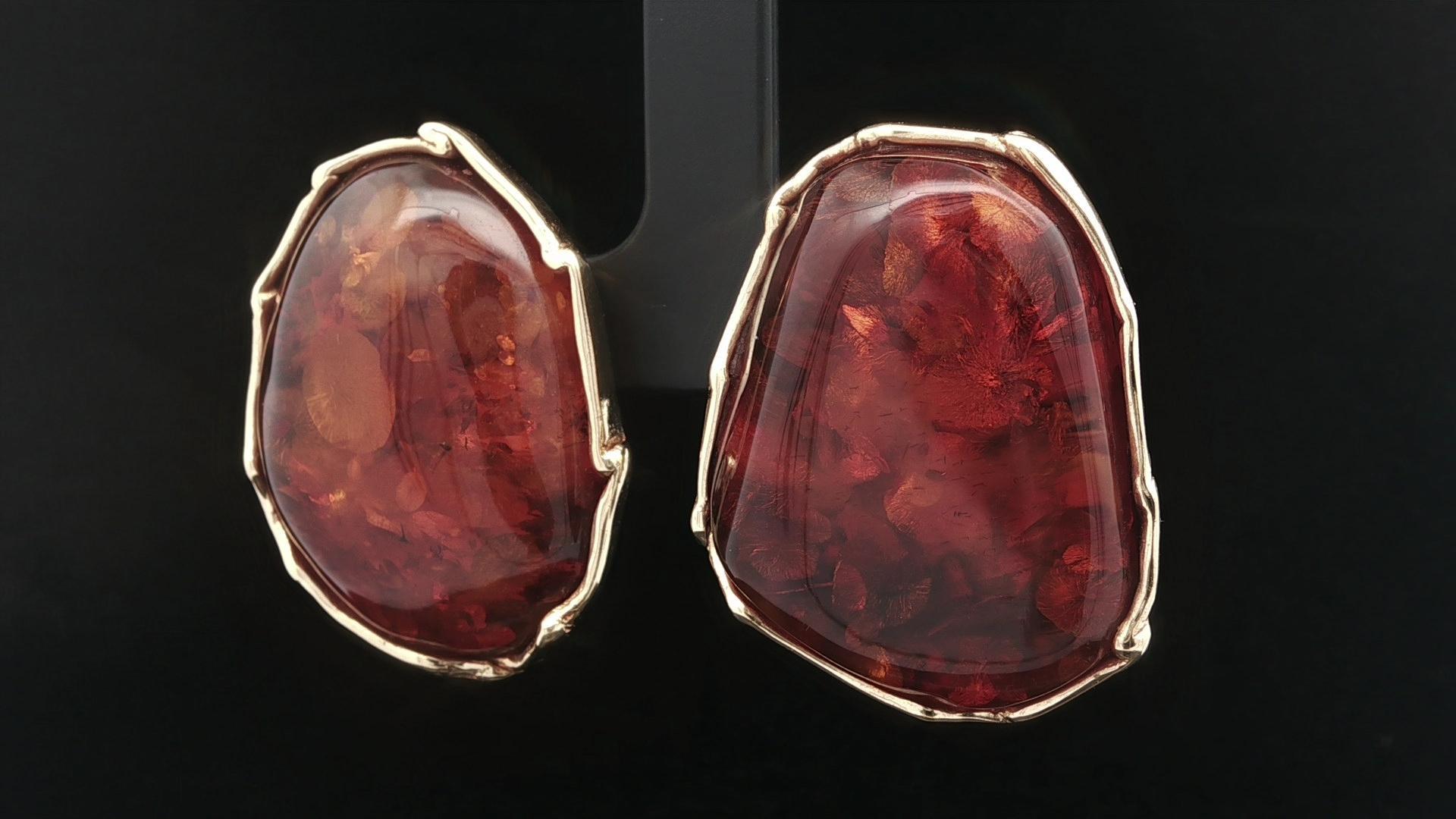 Handmade J. Bjerring Sorensen Denmark 14k Yellow Gold Amber Clip On Earrings For Sale 5