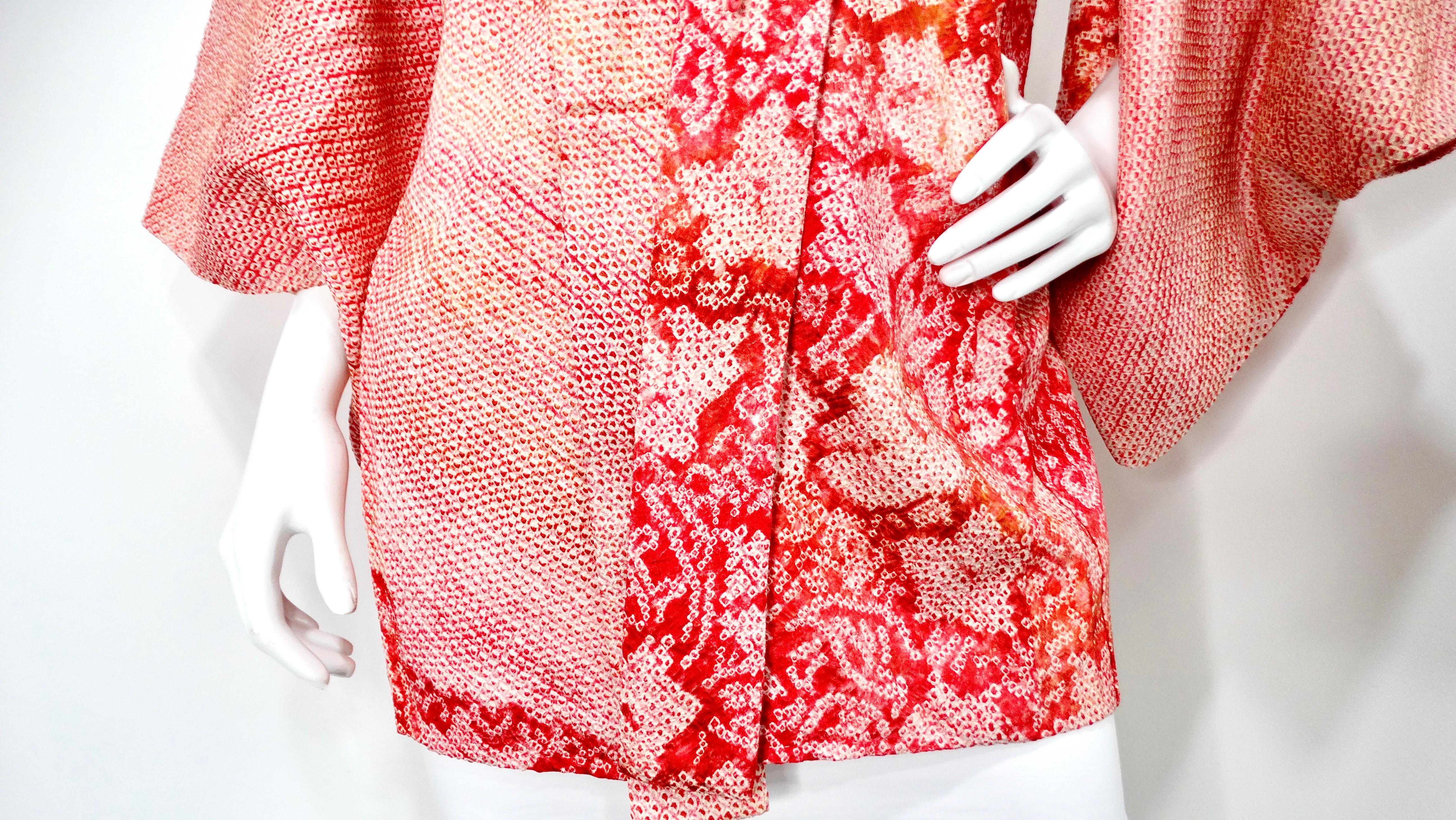 Rosa Giacca kimono Haori in seta rosa Shibori fatta a mano in vendita