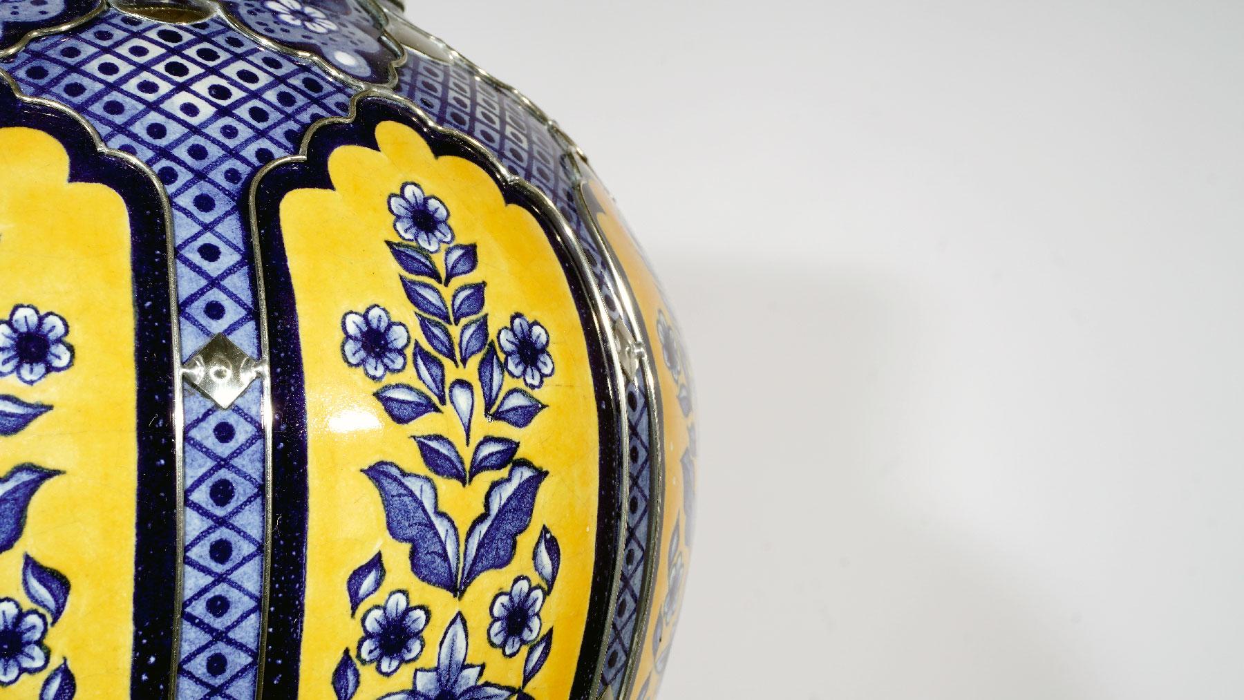 Handmade Jar, Ceramic and White Metal ‘Alpaca’, One of a Kind 3