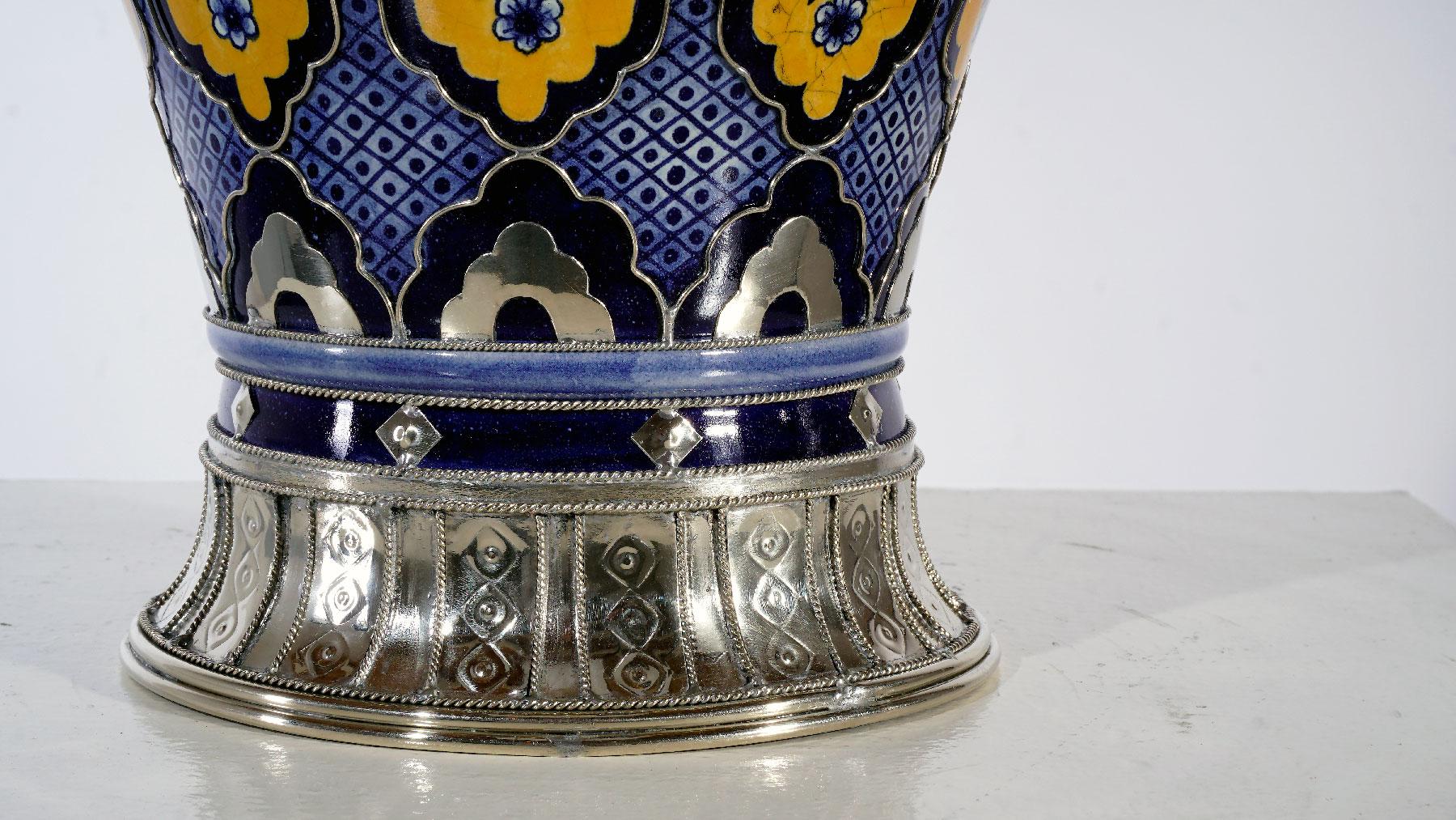 Handmade Jar, Ceramic and White Metal ‘Alpaca’, One of a Kind 1