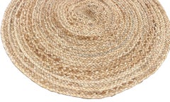 Tapis en jute fait main, 2 x 2 en jute massif, tapis rond indien Dhurrie Kilim