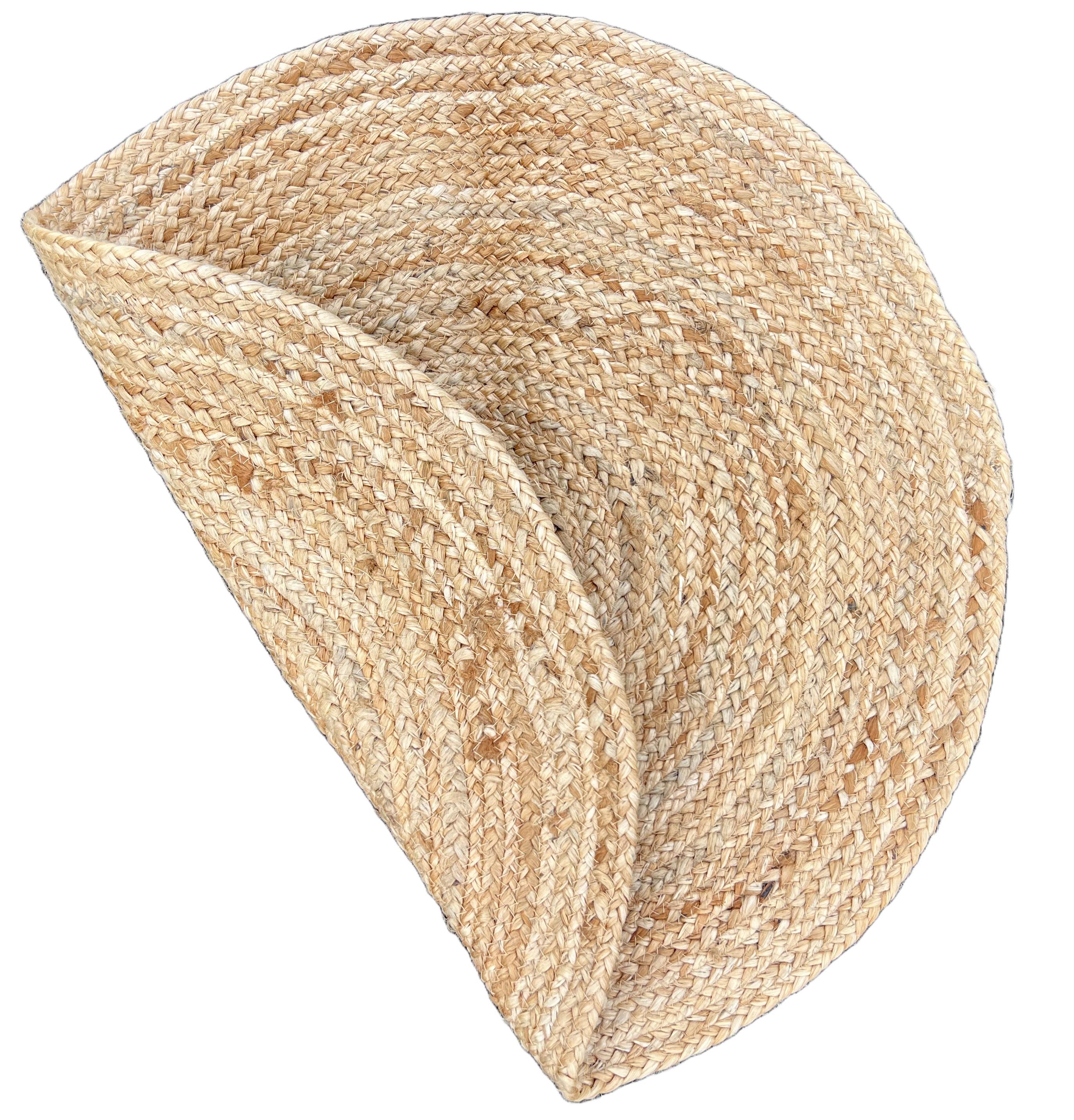 Handmade Jute Area Flat Weave Rug, 2x2 Solid Jute Round Indian Dhurrie Kilim Rug For Sale 1