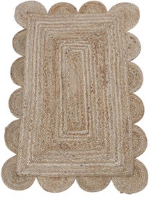 Alfombra de Yute Hecha a Mano de Tejido Plano, 2x3 Alfombra India Dhurrie Festoneada de Yute Sólido