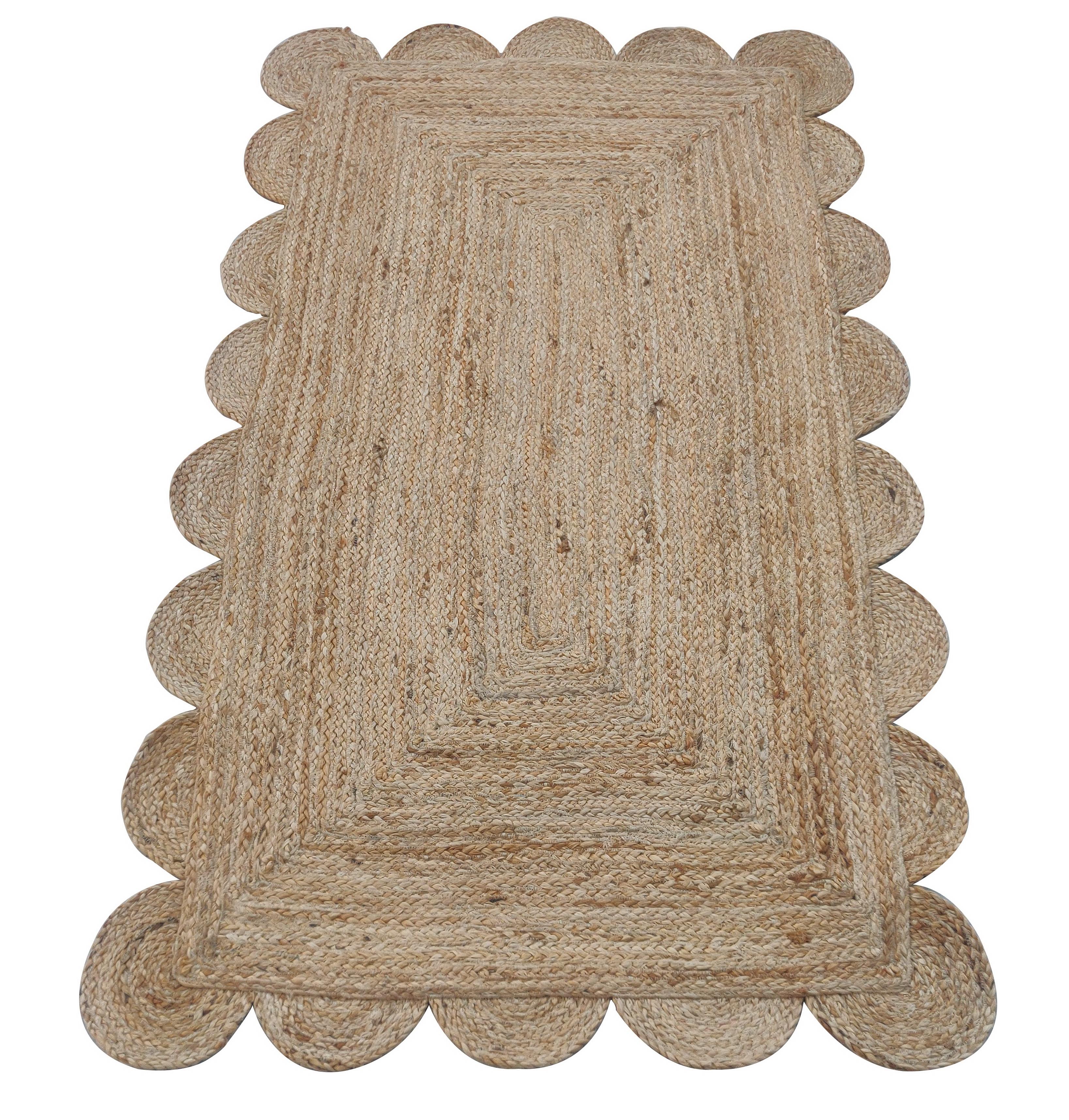 Handmade Jute Scalloped Rug, Natural Jute Dhurrie -3'x5'

These special flat-weave dhurries are hand-woven with 15 ply 100% cotton yarn. Due to the special manufacturing techniques used to create our rugs, the size and color of each piece may vary a