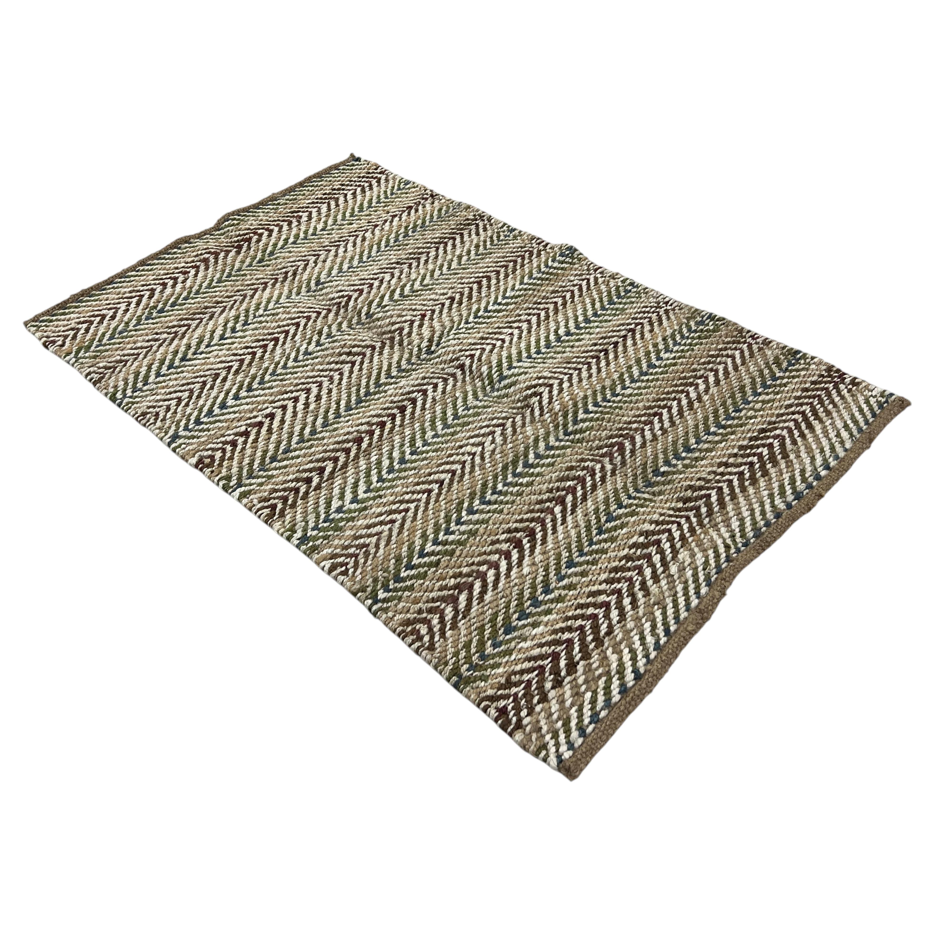 Handmade Jute Area Flat Weave Rug, 4x6 Feet Multicolor Thick Woven Indian Kilim For Sale