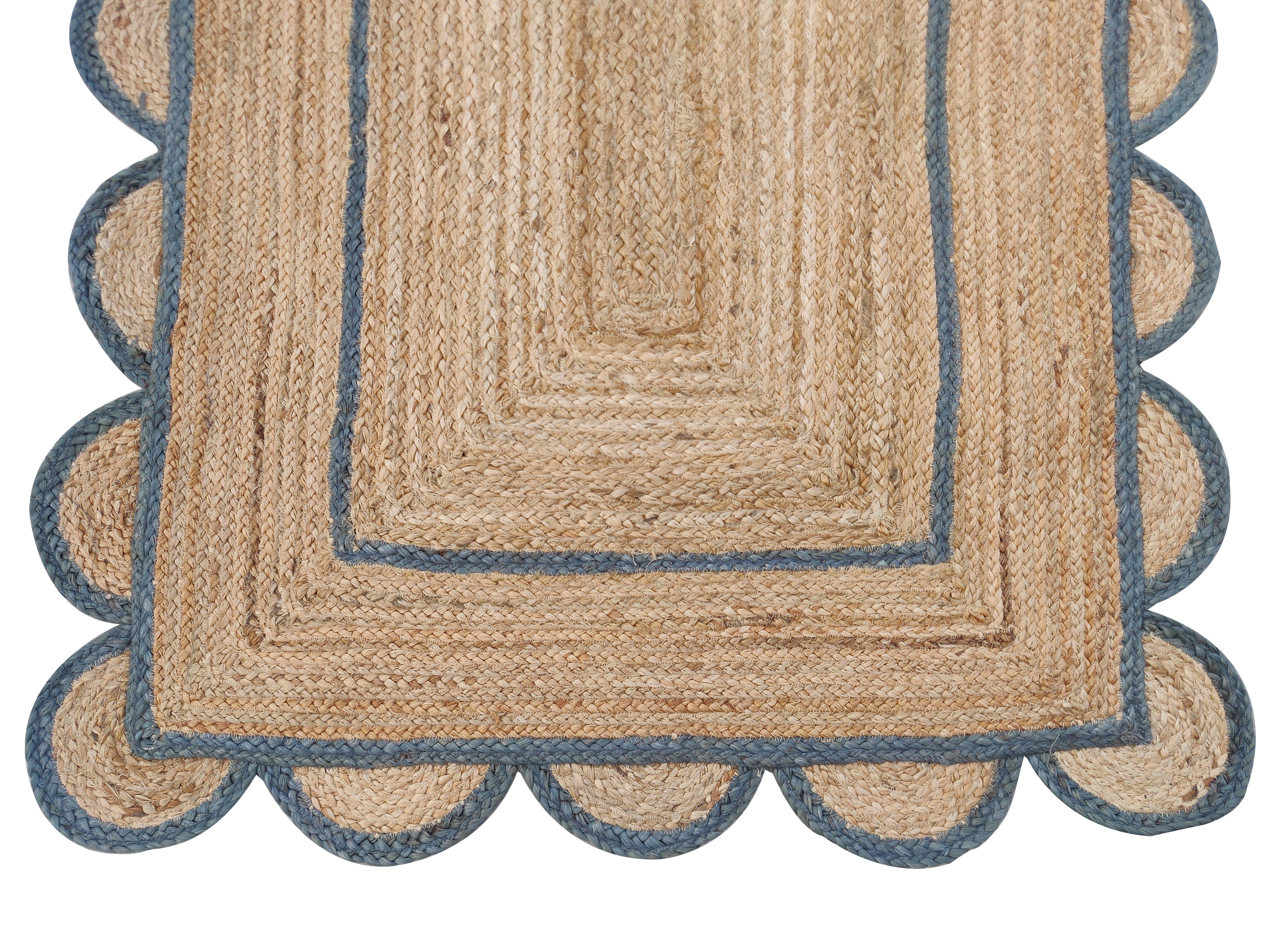 Handgefertigter Flachgewebe-Teppich aus Jute, 4x6 Grau, Jute mit Wellenschliff, indischer Dhurrie-Teppich (Indisch) im Angebot