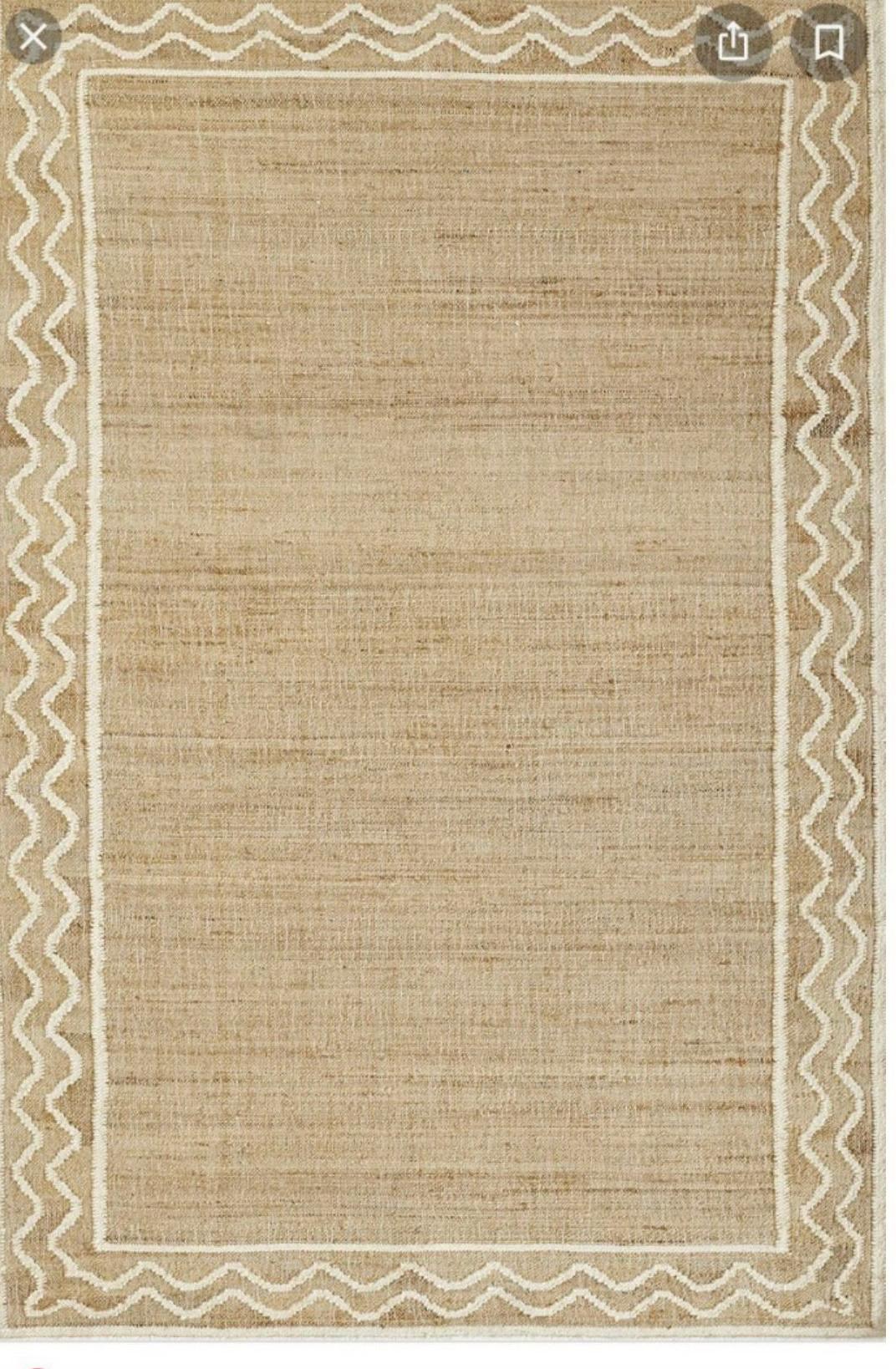 Handmade Jute Area Flat Weave Rug, 4x6 Jute And White Bordered Indian Dhurrie In New Condition For Sale In Jaipur, IN