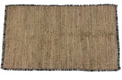 Tappeto in juta a trama piatta fatto a mano, 3x5 in juta naturale, con bordo in lana – Kilim indiano tessuto a mano