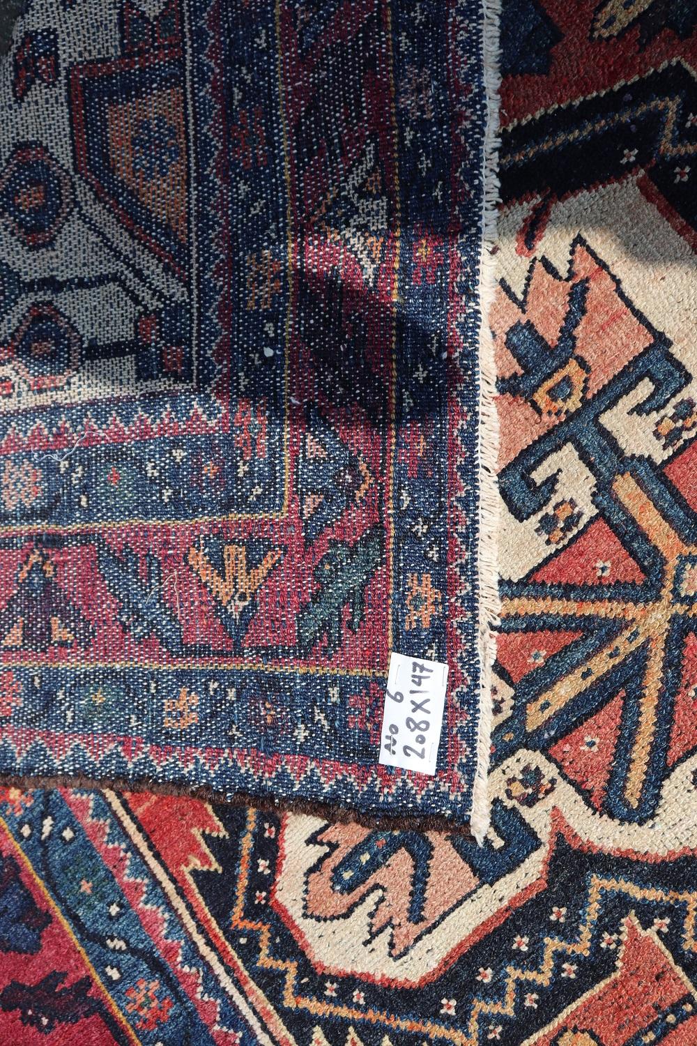 Wool Handmade Kazak Caucasian Rug, 1930s For Sale
