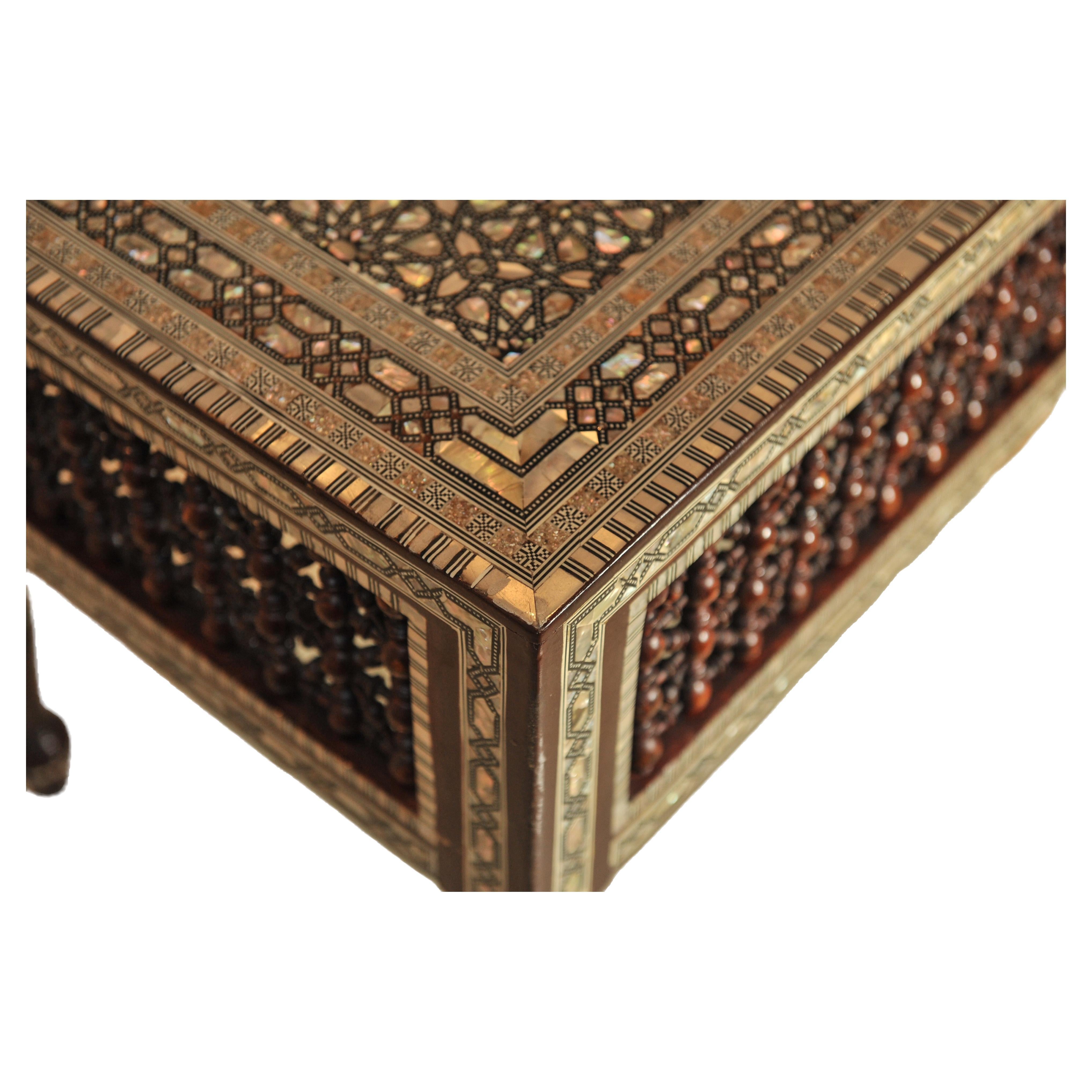 Damascene Moorish Decorative Inlay Tea Table With Matching Wall Mirror  For Sale 1