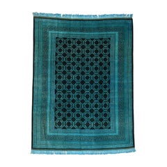 Handmade Khotan Overdyed Persian Teal Oriental Rug