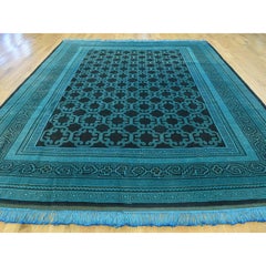 Handmade Khotan Overdyed Persian Teal Oriental Rug