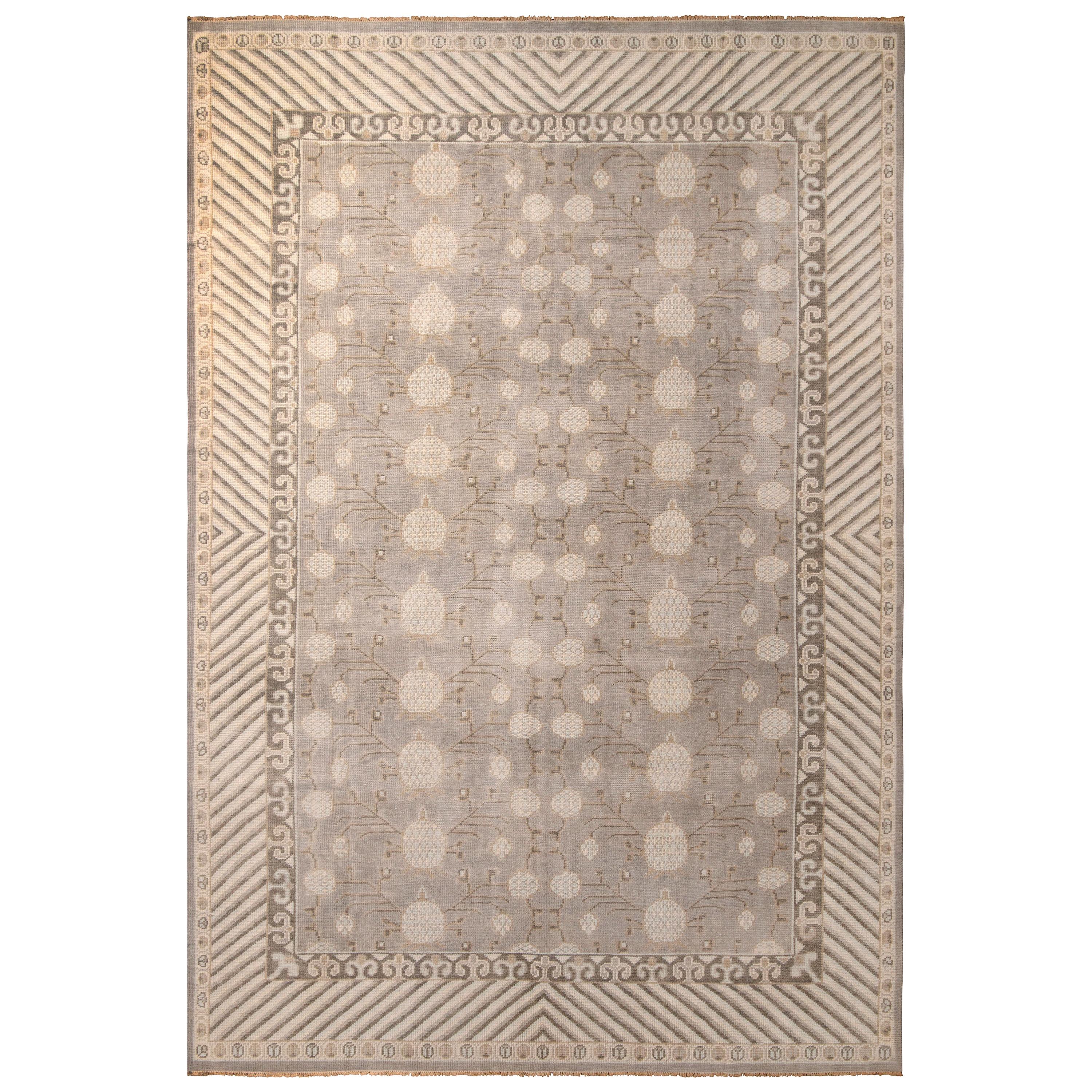 Vintage Khotan Rug, Handmade Oriental Rug, Soft shrimp, Beige, Brown