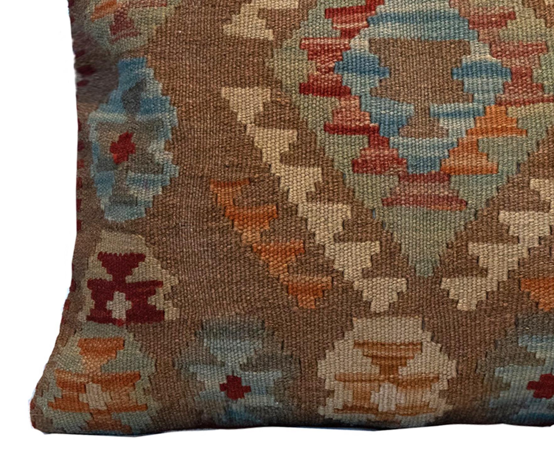 Tribal Handmade Kilim Cushion Cover, Oriental Wool Pillow Cover