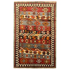 Tappeto Kilim fatto a mano in lana antica Tappeto tribale Kilim tradizionale a righe