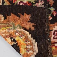 Handmade Kilim Rug Traditional Floral Carpet Livingroom Moldavian Kelim Brown