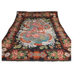 Handmade Kilim Rug Traditional Floral Carpet Livingroom Moldavian Kelim Brown