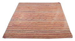 Tapis Kilim faits main, laine Jajim ancienne, textile de laine rouge crème rayé