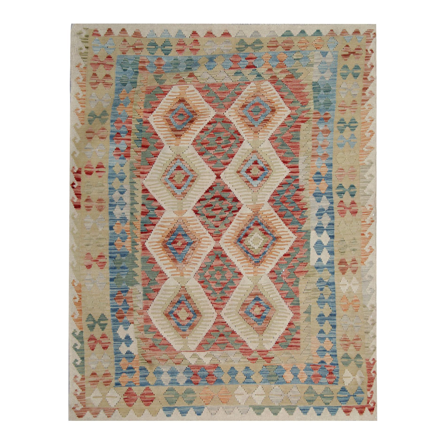 Handmade Carpet Kilim Rugs, Kelim Traditional Rugs Blue Oriental Rug for Sale