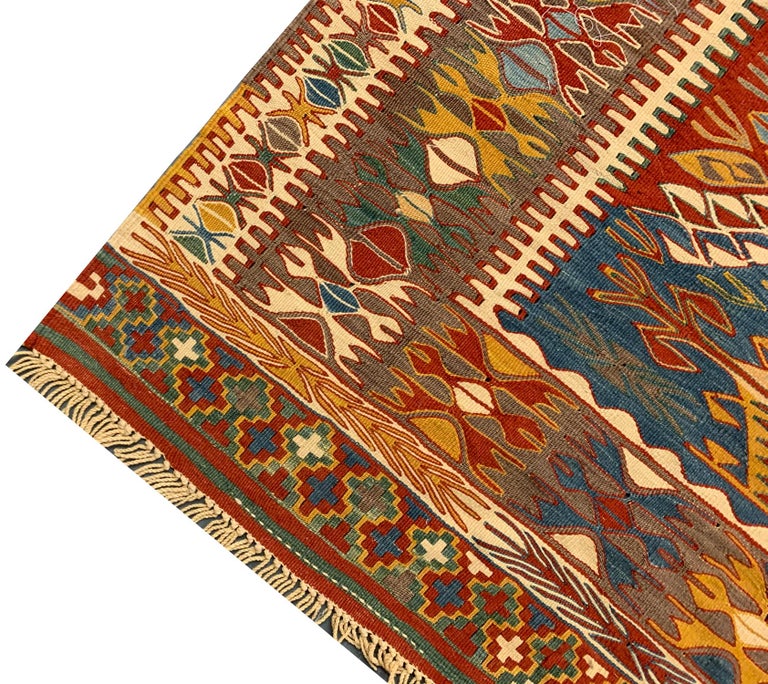 Handmade Kilims Antique Turkish Kilim Rug Oriental Flatwoven Carpet For Sale at 1stDibs