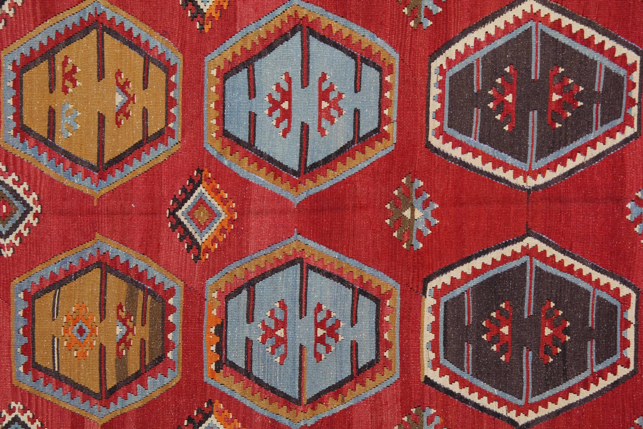 Handgefertigter orientalischer Kelims-Teppich, antiker Teppich, anatolischer türkischer Kelim-Teppich (Türkisch) im Angebot