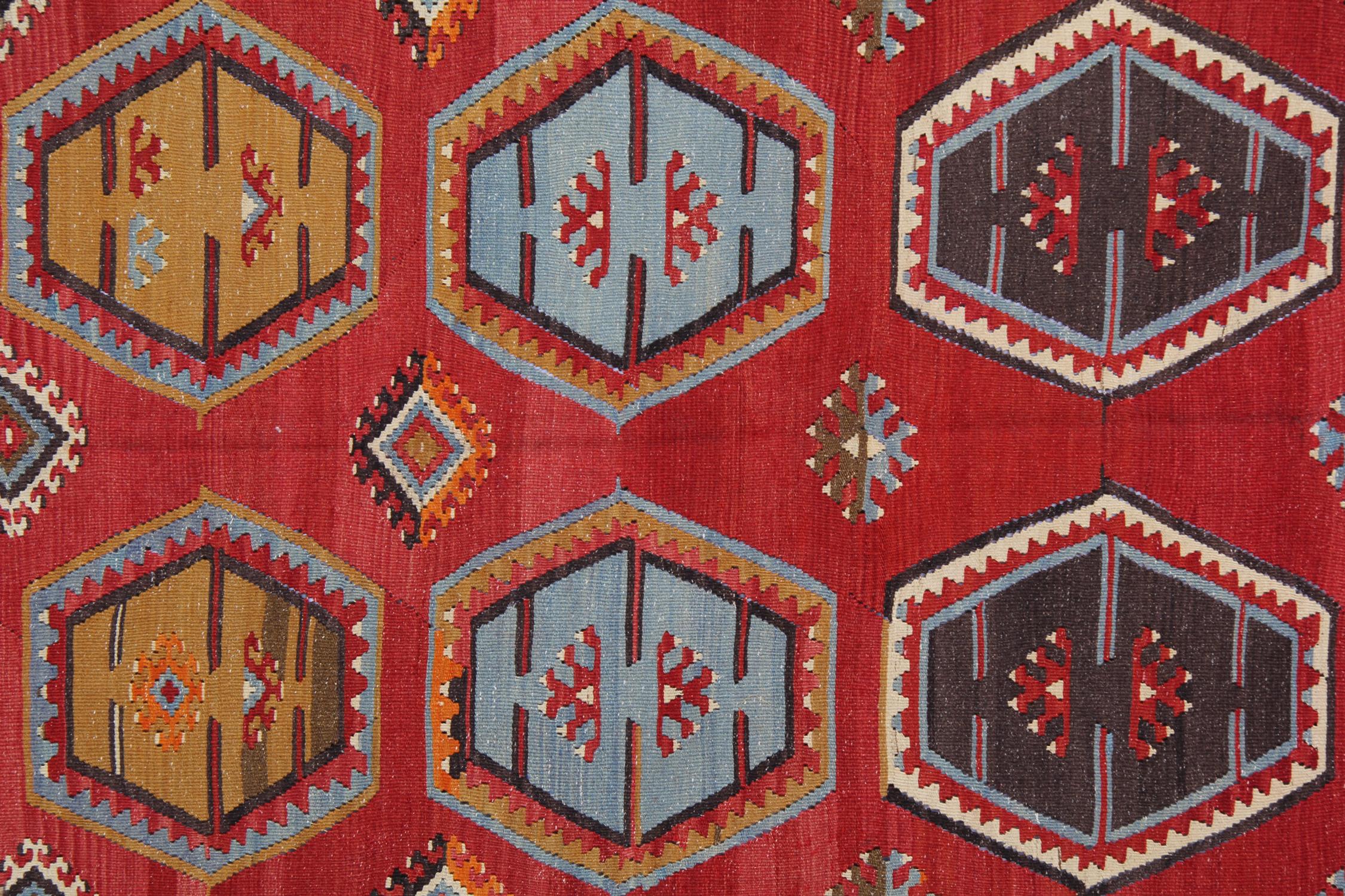 Hand-Knotted Handmade Kilims Carpet Oriental Rug Antique Rug Anatolian Turkish Kilim Rug For Sale