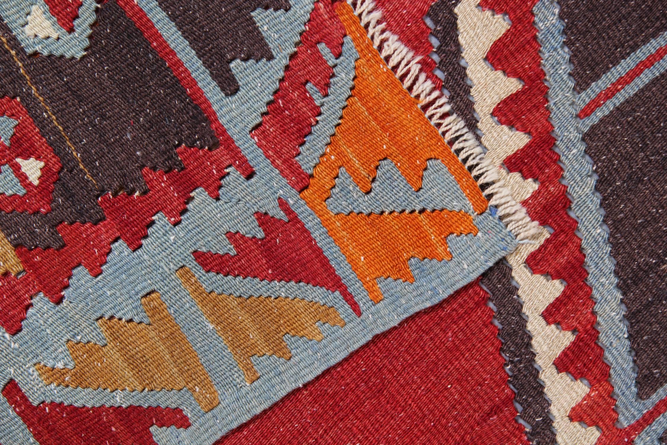 Handgefertigter orientalischer Kelims-Teppich, antiker Teppich, anatolischer türkischer Kelim-Teppich (Handgewebt) im Angebot