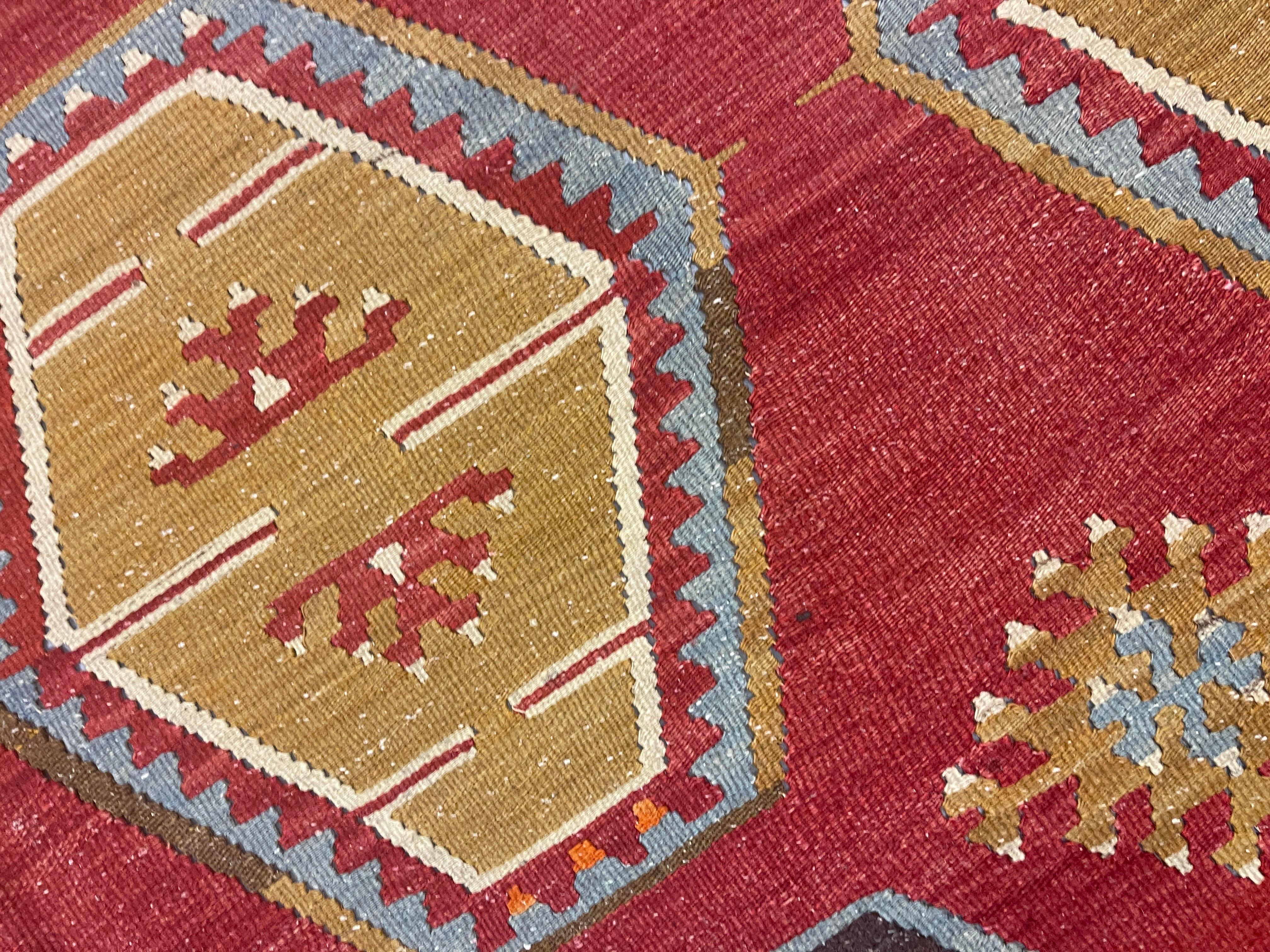 Handgefertigter orientalischer Kelims-Teppich, antiker Teppich, anatolischer türkischer Kelim-Teppich (Frühes 20. Jahrhundert) im Angebot
