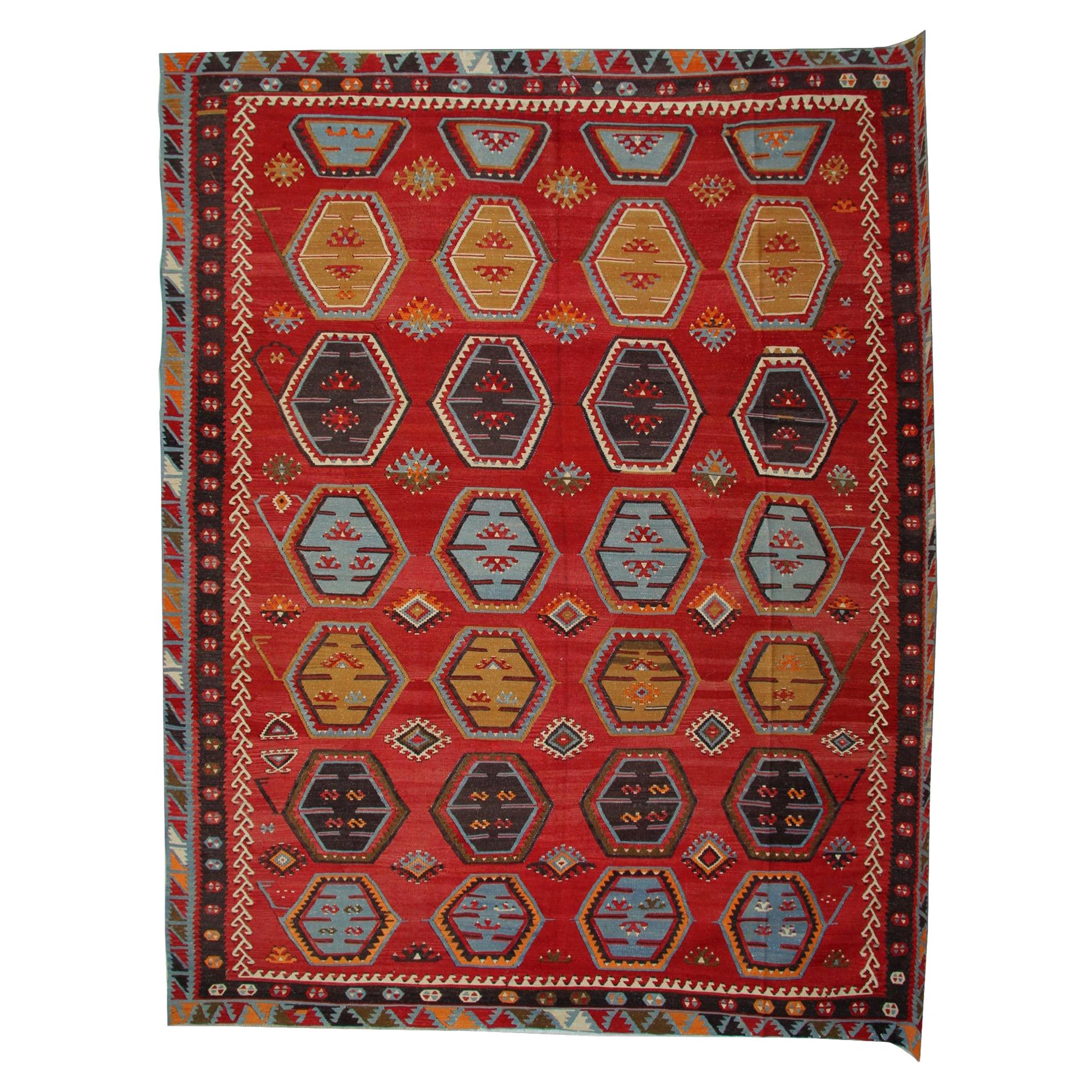 Tapis Kilim oriental antique anatolien turc Tapis géométrique fait à la main