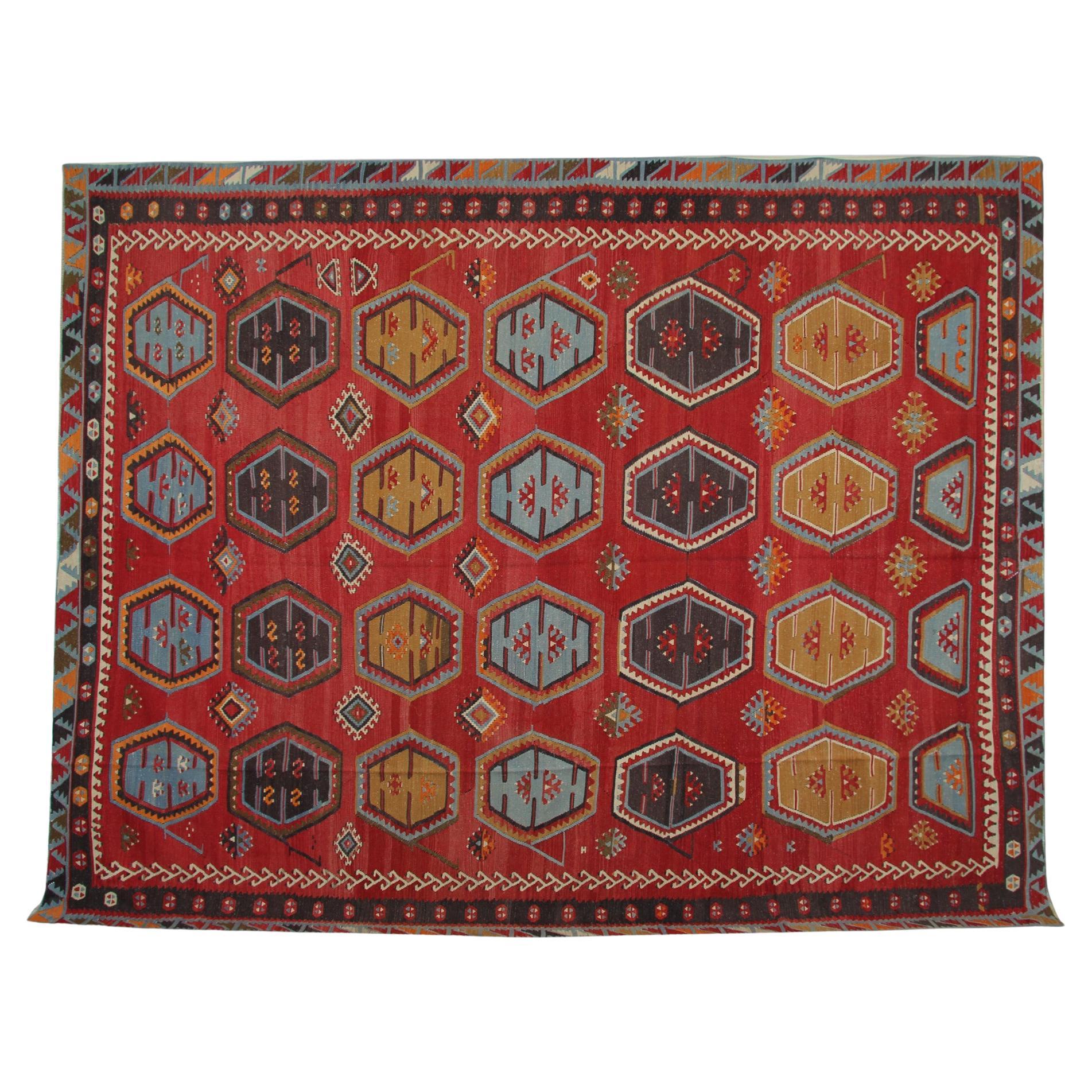 Handgefertigter orientalischer Kilims-Teppich, antiker Teppich, Anatolischer türkischer Kelim