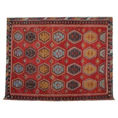 Handgefertigter orientalischer Kilims-Teppich, antiker Teppich, Anatolischer türkischer Kelim