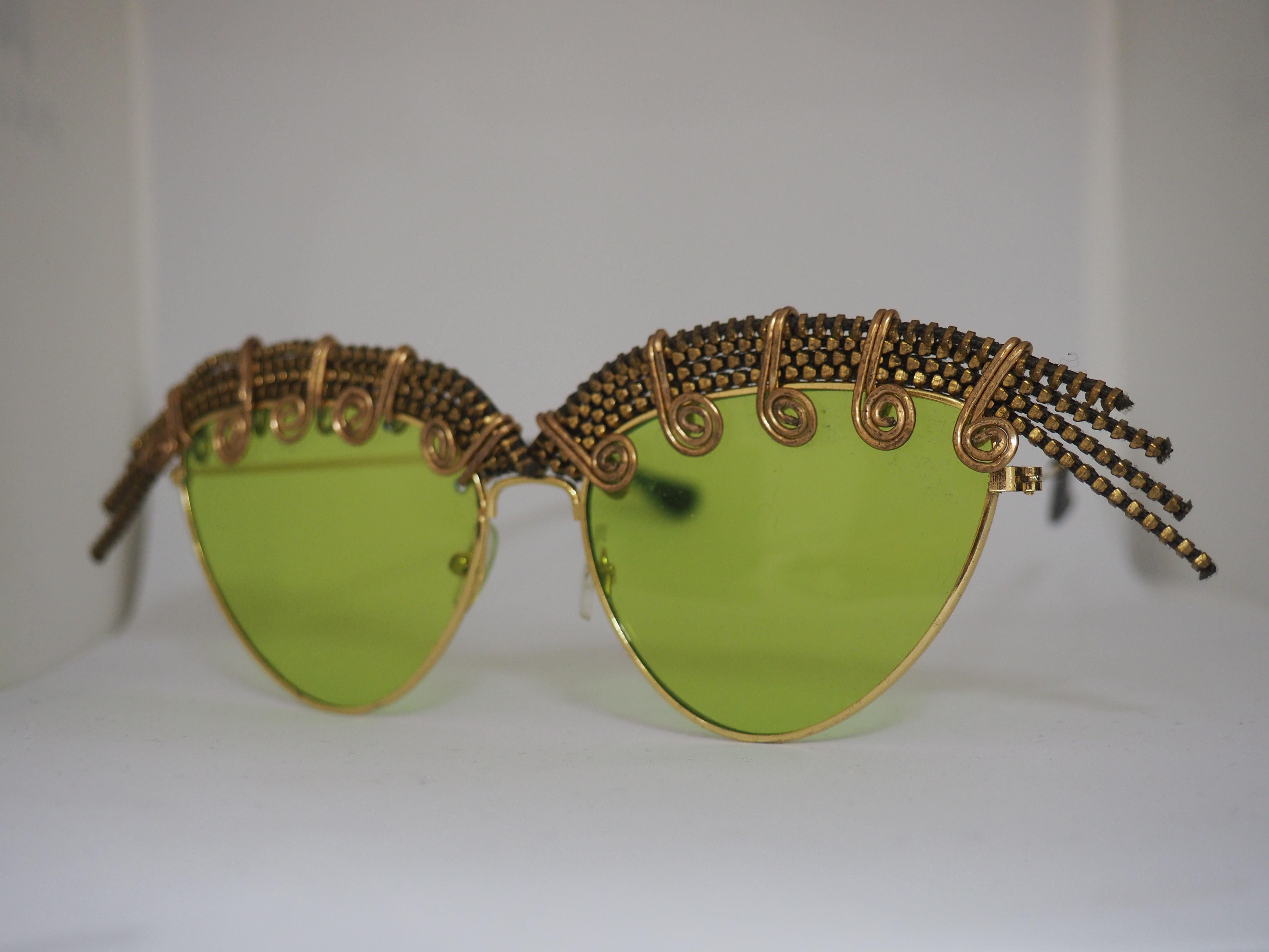 Brown Handmade Kommafa green sunglasses