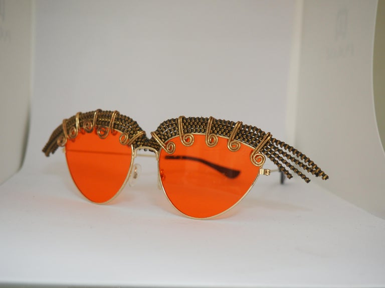 Handmade Kommafa orange sunglasses For Sale at 1stDibs