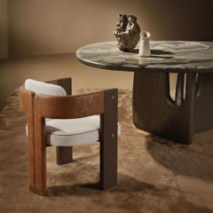 Handmade Lana Dining Chair in Velvet Upholstery & Walnut Base by Nolita Harbour