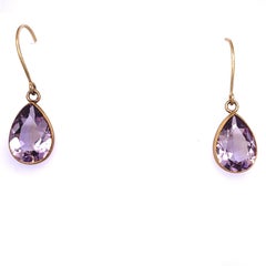 Handmade Large Amethyst Drop Earrings in 18ct Yellow Gold & Silver